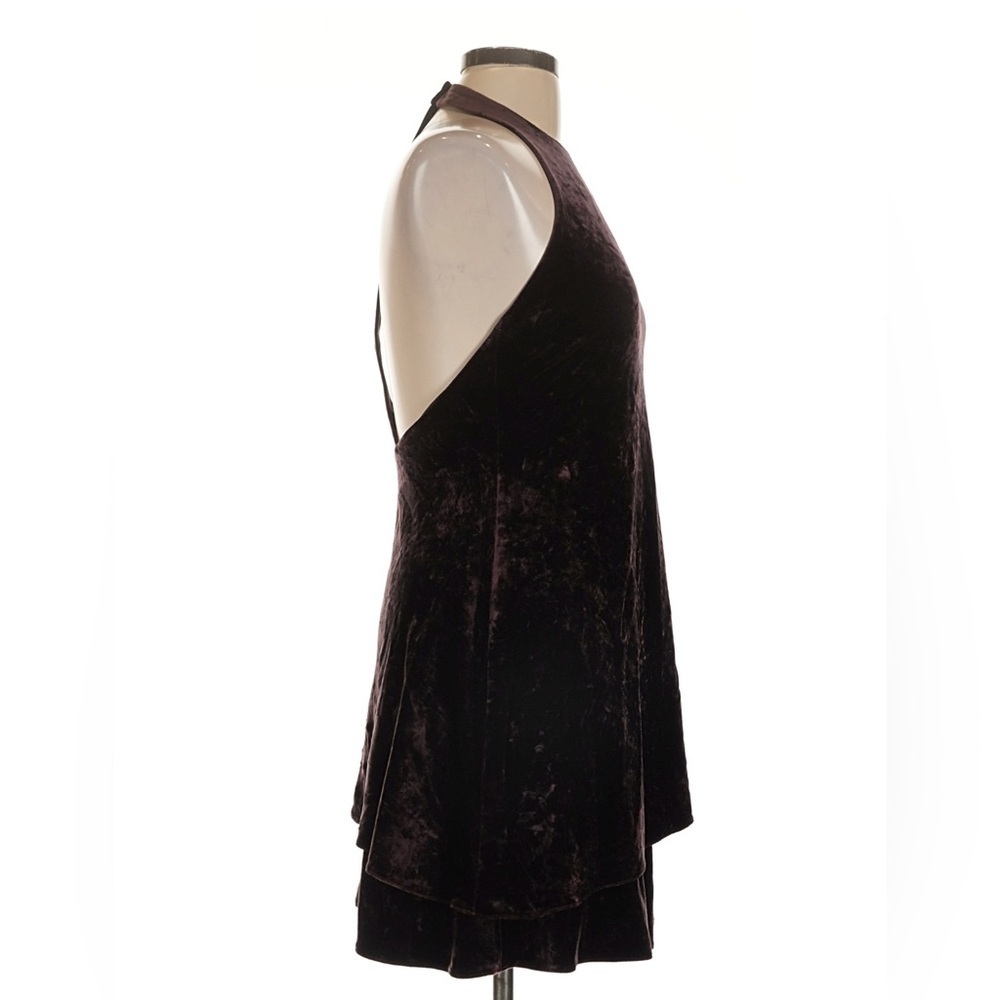 Vintage Ralph Lauren Velvet Cocktail Mini Dress Halter Open Back 90s Fit Flare 8 - Picture 4 of 10